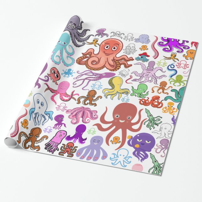 Papel De Regalo Debajo del mar El Octopus Boutique Gift Wrap (Desenrollado)