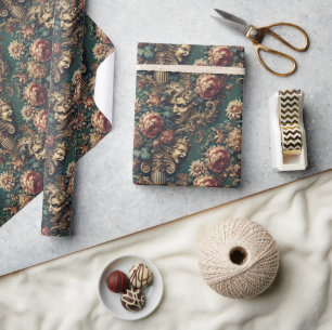 Papel De Regalo Decadencia Desquiciada - Floral Victoriano Gótico