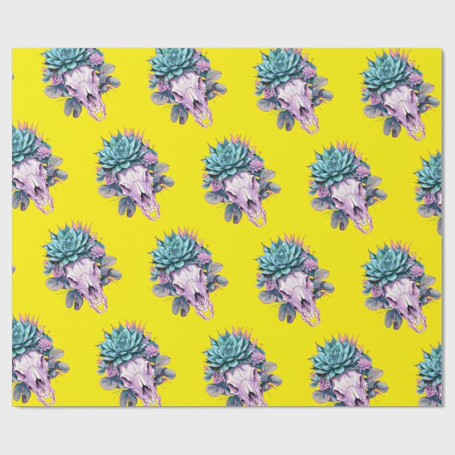 Papel De Regalo Decaimiento Amarillo Pastel Suculento (Superficie plana)
