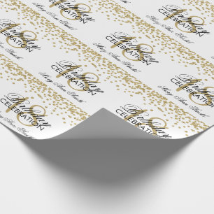 Papel De Regalo décimo octavo Blanco del confeti del purpurina de