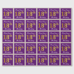 Papel De Regalo Décimo octavo cumpleaños del oro elegante,