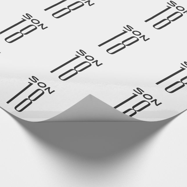 Papel De Regalo décimo octavo Cumpleaños para un hijo, texto negro (Esquina)