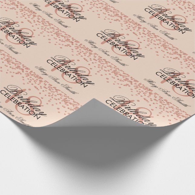 Papel De Regalo décimo octavo Falso confeti subió cumpleaños del (Esquina)
