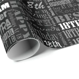 Papel De Regalo Décimo octavo monograma personalizado de la fiesta