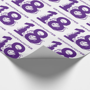 Papel De Regalo décimo octavo Nieta del cumpleaños, texto púrpu