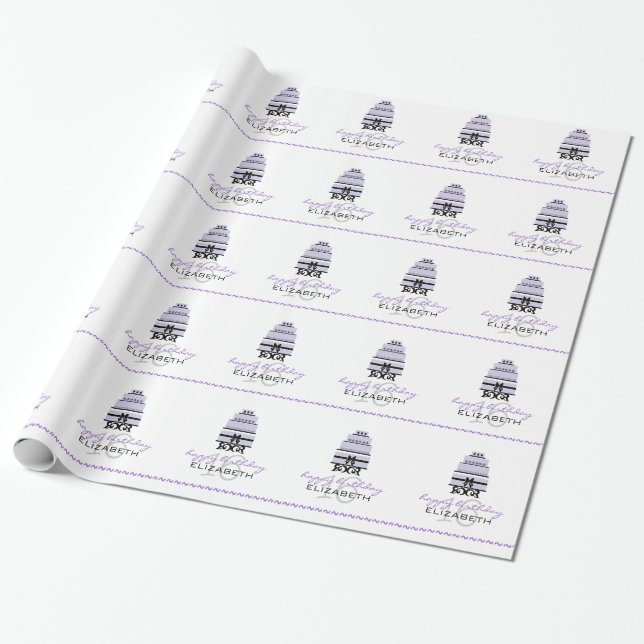 Papel De Regalo Décimosexto cumpleaños Torta-Personalizado lavanda (Desenrollado)