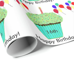 Papel De Regalo décimosexto Edad verde del personalizar de los
