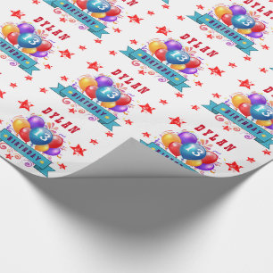 Papel De Regalo décimotercero Globos del cumpleaños y estrellas