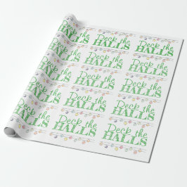 Papel De Regalo Deck the Halls Acuarela Ornamentos de Navidad