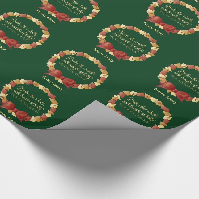 Papel De Regalo Deck the Halls Lyrics Design (Esquina)