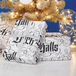 Papel De Regalo Deck the Halls Modernas Navidades Negros Lettering
