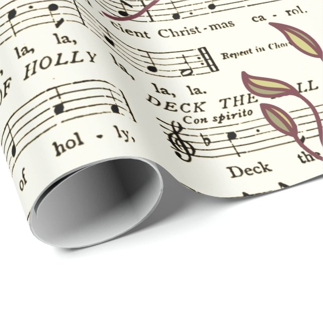 Papel De Regalo Deck the Halls Sheet Music Wrapee Paper (Esquina del rollo)
