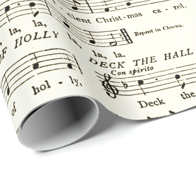 Papel De Regalo Deck the Halls Sheet Music Wrapee Paper (Esquina del rollo)