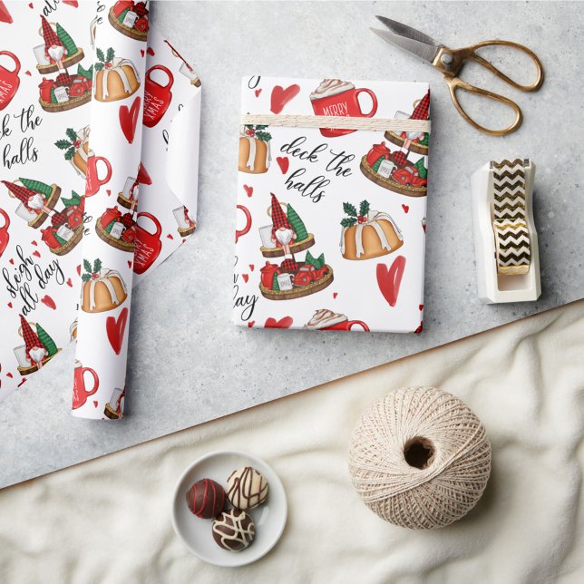 Papel De Regalo Deck The Halls & Sleigh All Day Navidades Citas (Subido por el creador)
