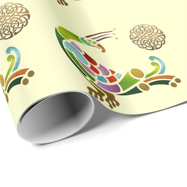Papel De Regalo Deco celta de pavo real (Esquina del rollo)