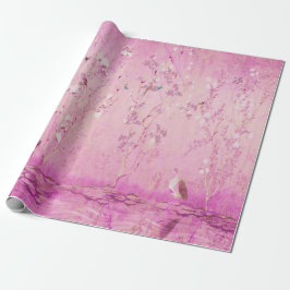Papel De Regalo Decopulación de pájaros de Chinoiserie rosa