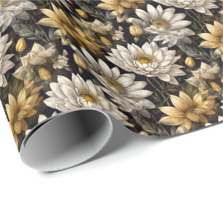 Papel De Regalo décor fleurs sur fond noir