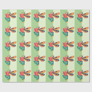 Papel De Regalo Decoración de mariposa colorida con elementos flor