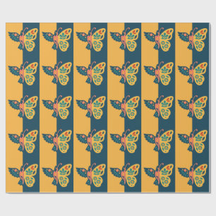 Papel De Regalo Decoración de mariposa colorida con elementos flor