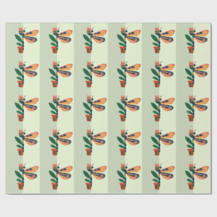 Papel De Regalo Decoración de mariposa colorida con elementos flor