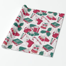 Papel De Regalo Decoración de Navidad roja blanca 