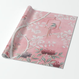 Papel De Regalo Decoración de pájaros chinas rosadas