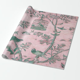 Papel De Regalo Decoración de pájaros chinas rosadas