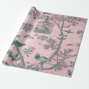 Papel De Regalo Decoración de pájaros chinas rosadas