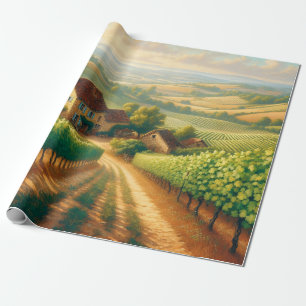 Papel De Regalo Decoración de pintura de aceite de viña francesa