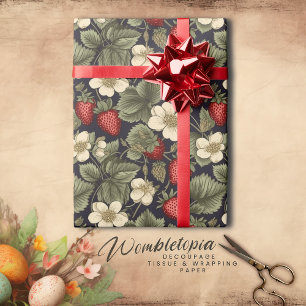 Papel De Regalo Decoración del patrón floral de fresa de vintage