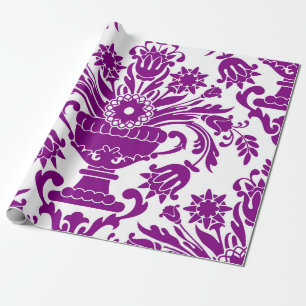 Papel De Regalo Decoración elegante de color morado y blanco Damas
