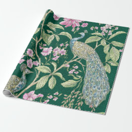 Papel De Regalo Decoración elegante y florida del pavo real chino 