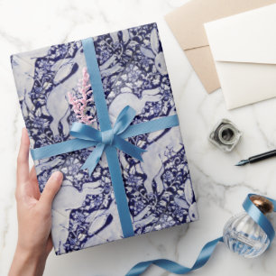 Papel De Regalo Decoración en mosaico azul y blanco Cobalt Dedham