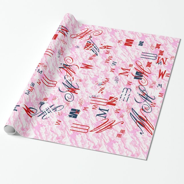 Papel De Regalo Decoración festiva de nubes rosas de Fuchsia (Desenrollado)