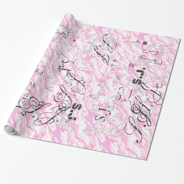 Papel De Regalo Decoración festiva de nubes rosas de Fuchsia (Desenrollado)
