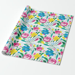 Papel De Regalo Decoración floral con ramo de colores.