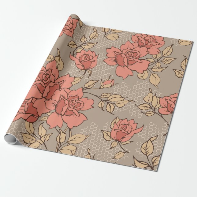 Papel De Regalo Decoración impecable con ramo de encaje de r (Desenrollado)