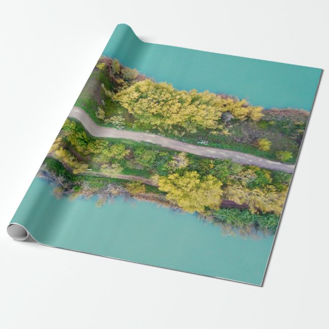 Papel De Regalo Decoración verde, marrón y amarilla (Desenrollado)