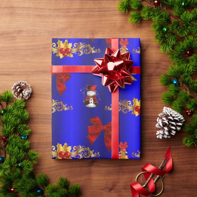 Papel De Regalo Decoraciones de Navidad Azul (Subido por el creador)