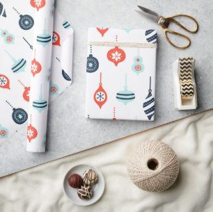 Papel De Regalo Decoraciones navideñas náuticas de color rojo blan