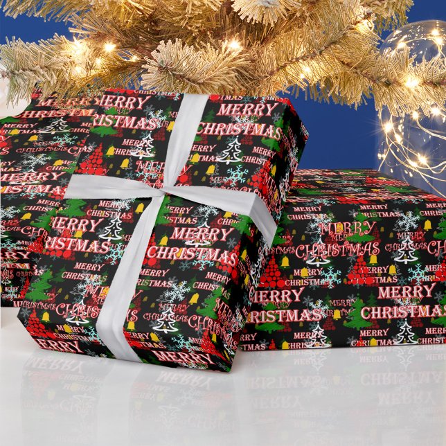 Papel De Regalo Decorative Merry Christmas Text Pattern Design  (Subido por el creador)