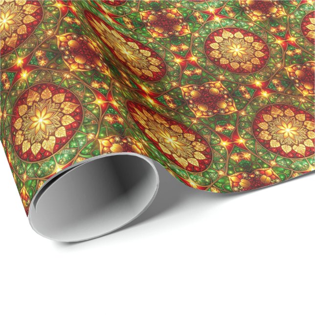 Papel De Regalo Decorative Red Green Holiday Wrapping Paper (Esquina del rollo)