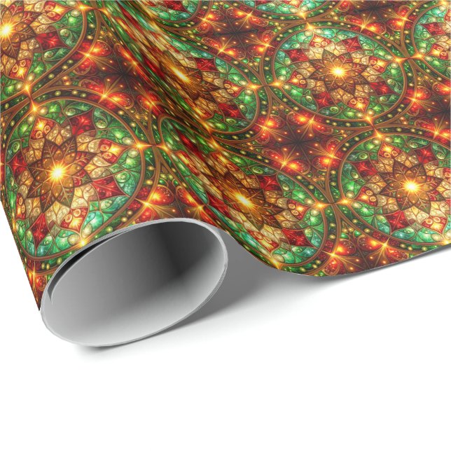 Papel De Regalo Decorative Red Green Holiday Wrapping Paper (Esquina del rollo)