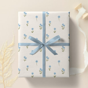 Papel De Regalo Decorativo Boho Ditsy Floral Cottagecore Azul