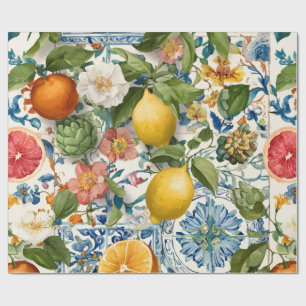 Papel de regalo decorativo Mediterráneo de limón