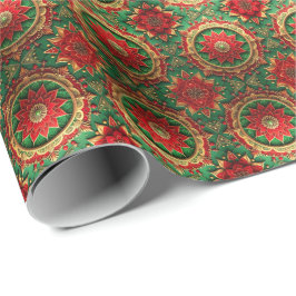 Papel de regalo decorativo navideño rojo verde