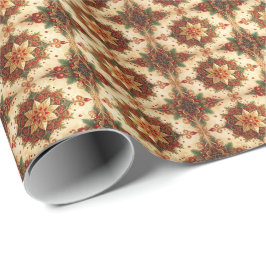 Papel de regalo decorativo navideño rojo verde