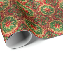 Papel de regalo decorativo navideño rojo verde