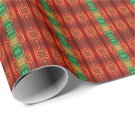 Papel de regalo decorativo navideño rojo verde orn