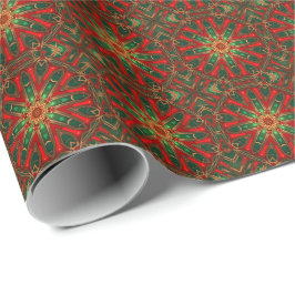 Papel de regalo decorativo navideño rojo verde orn